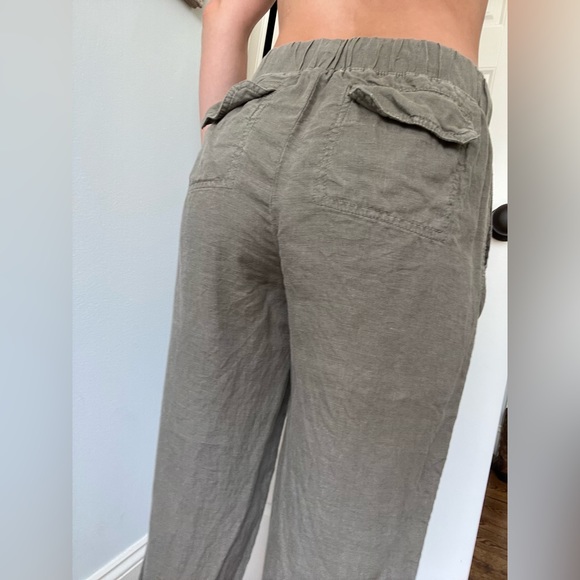 Grey/Green Jogger-Style Linen Pants - Picture 7 of 8